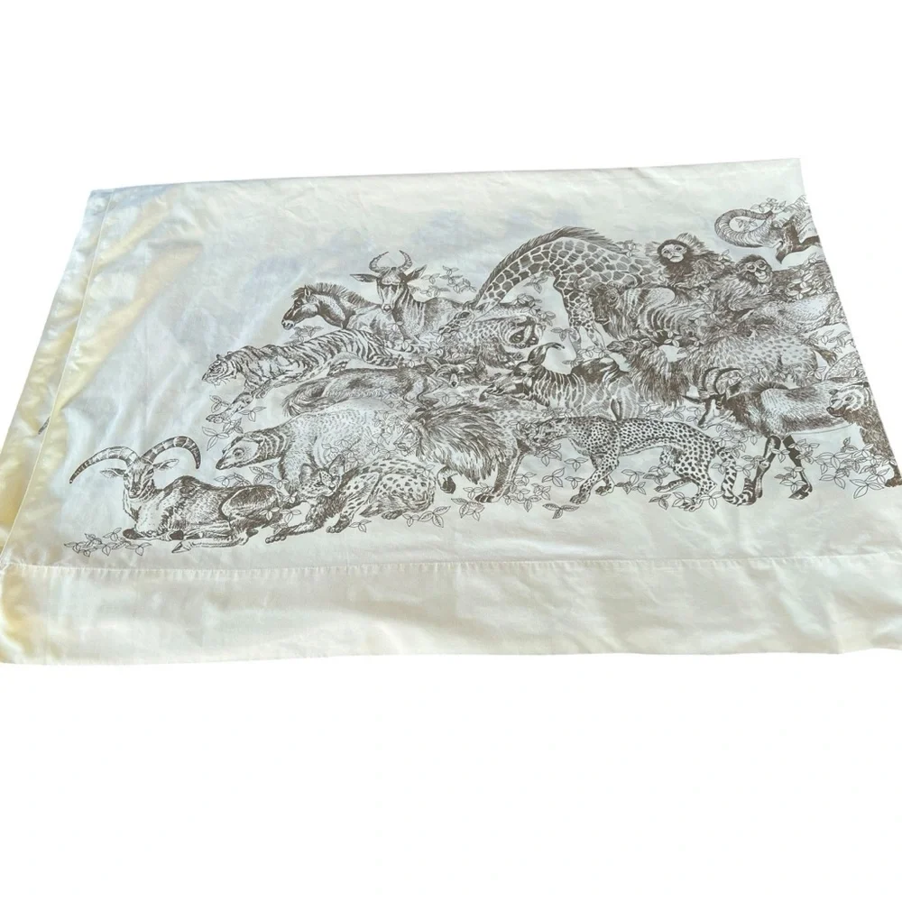 Vintage 1970s Safari Jungle Animals Sheet Set Carlin Comfort Yellow USA Twin XL
